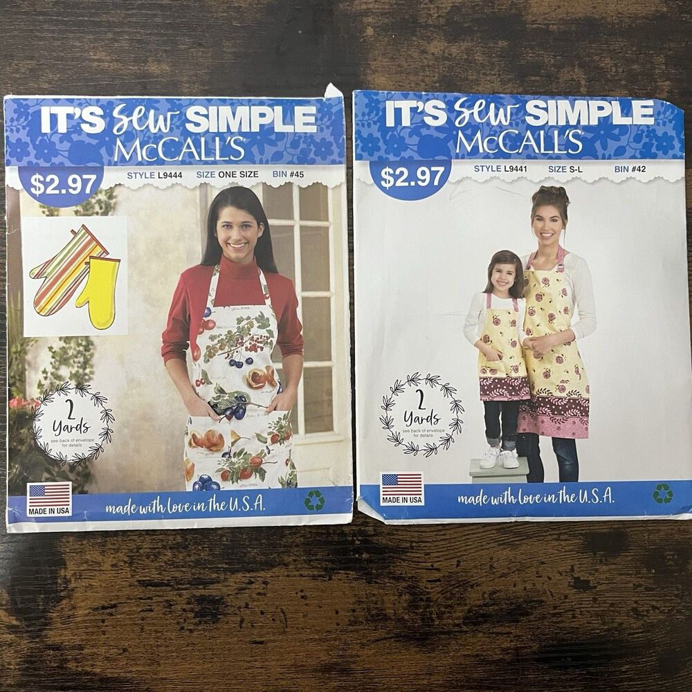 Lot of 2 It’s Sew Simple McCall’s Apron & Oven Mitt Sewing Patterns New Uncut